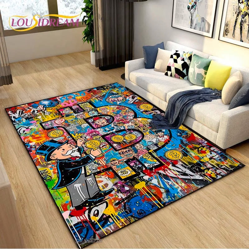 Funny Monopoly Carpet Floor Mat for Living Room Bedroom Kitchen Door Non-slip Rug