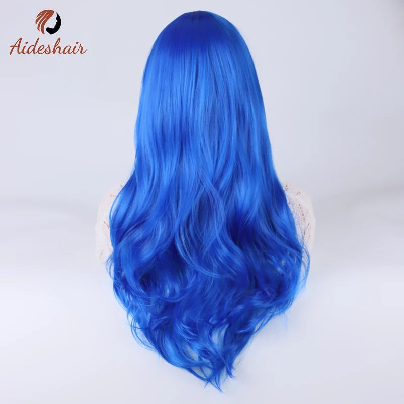 Colorful Diagonal Bangs Long Curly Synthetic Wig for Women Cosplay Party