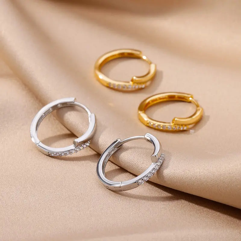 Hoop Earrings for Women Cubic Zirconia Luxury Gold & Silver Jewelry