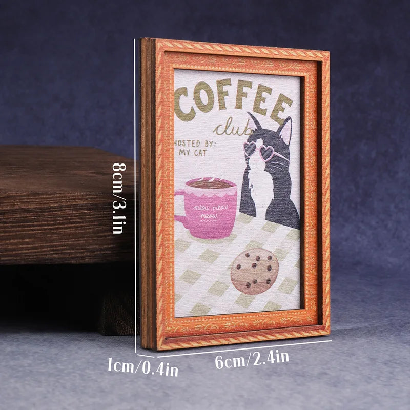 Mini Framed Black Cat Eating Ramen Magnet - Cute Japanese Cat Fridge Decor