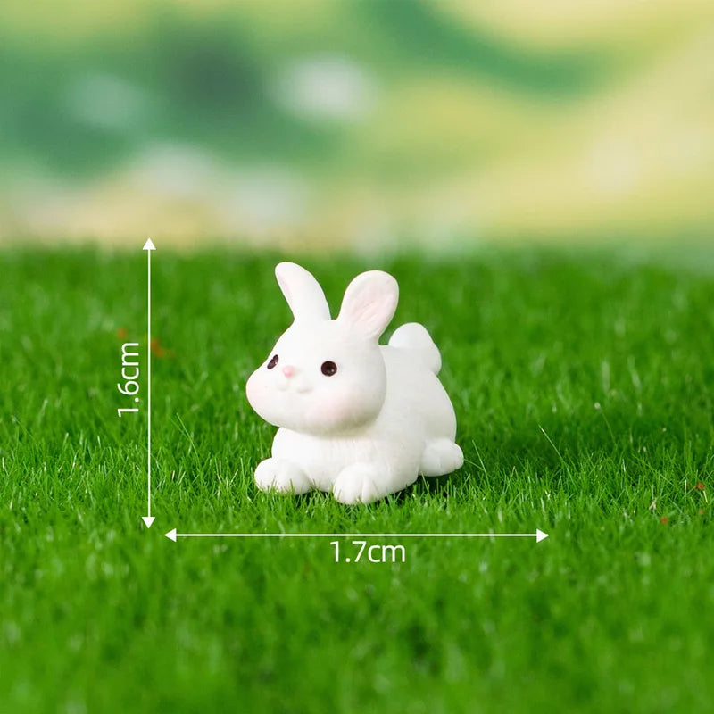 Mini Resin Rabbit Figurines Set - Cute Fairy Garden Ornaments for DIY Landscapes