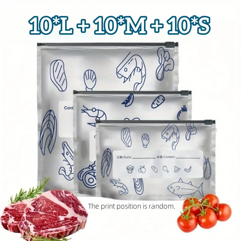 Reusable Aluminum Foil Food Storage Bags - Sealed Freezer Organizer Packs