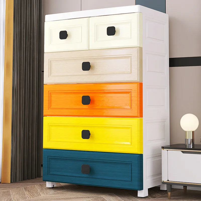 Thickened Plastic Storage Cabinet with Drawers - Childrens Wardrobe Organizer