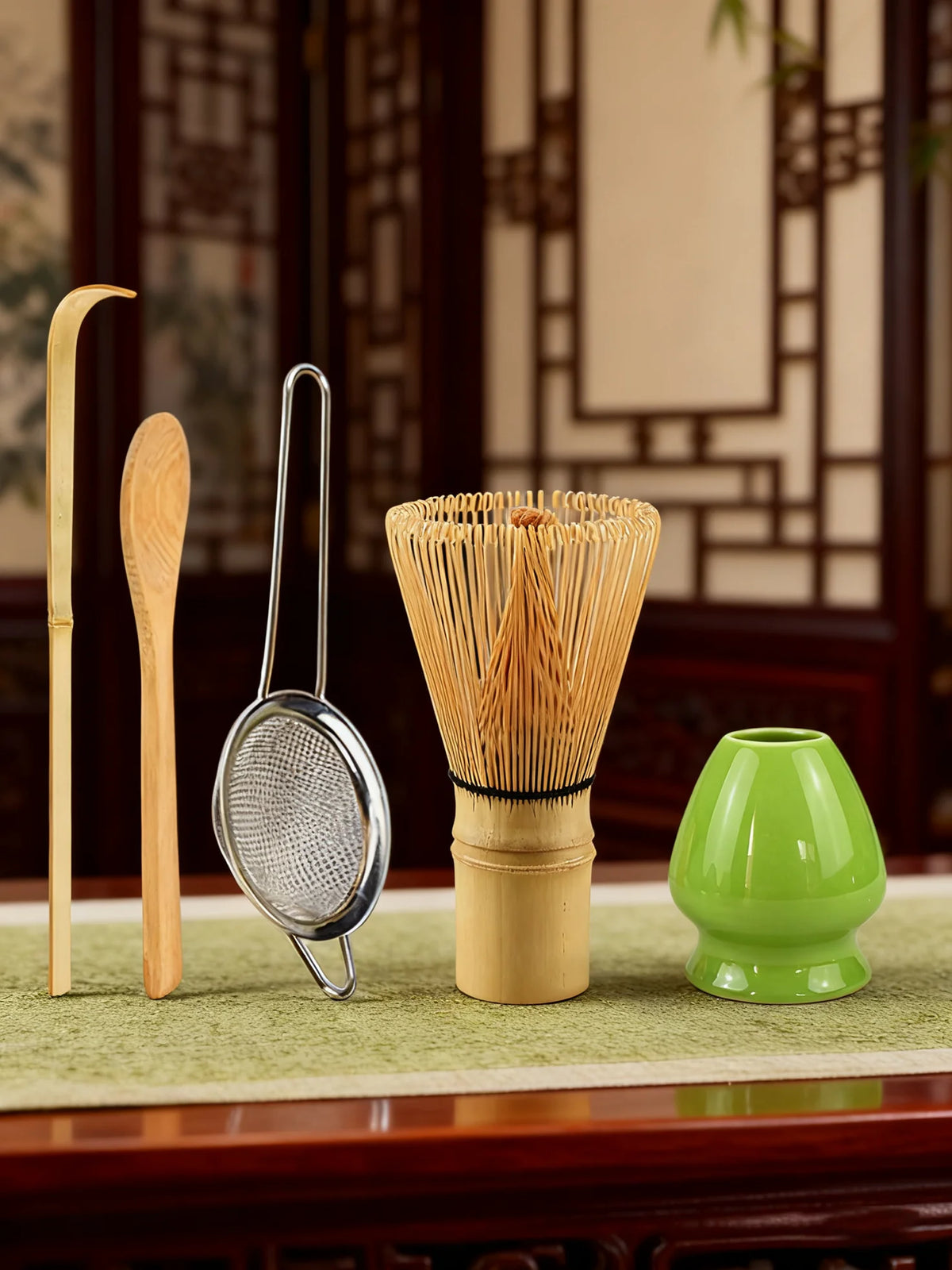 Matcha Whisk Set with Tea Strainer & Accessories - Bamboo Starter Kit