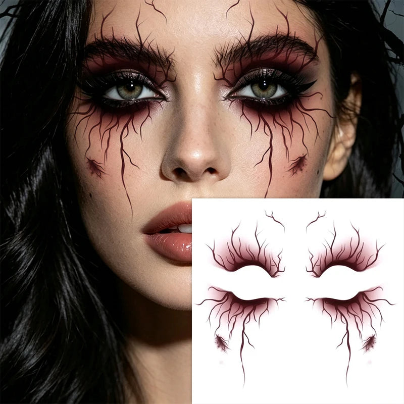 2pcs Vein Design Fake Tattoo Stickers Waterproof Body Art for Halloween