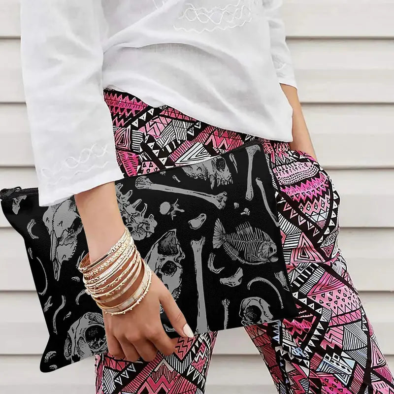Gothic Style Makeup Bag with Jewelry Storage - Travel Zipper Pouch