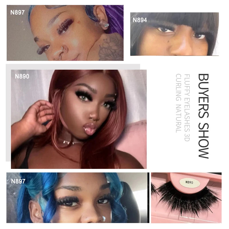 False Eyelash Extensions 10 Pairs Fluffy Wispy Faux Mink Spiked Lashes Wholesale