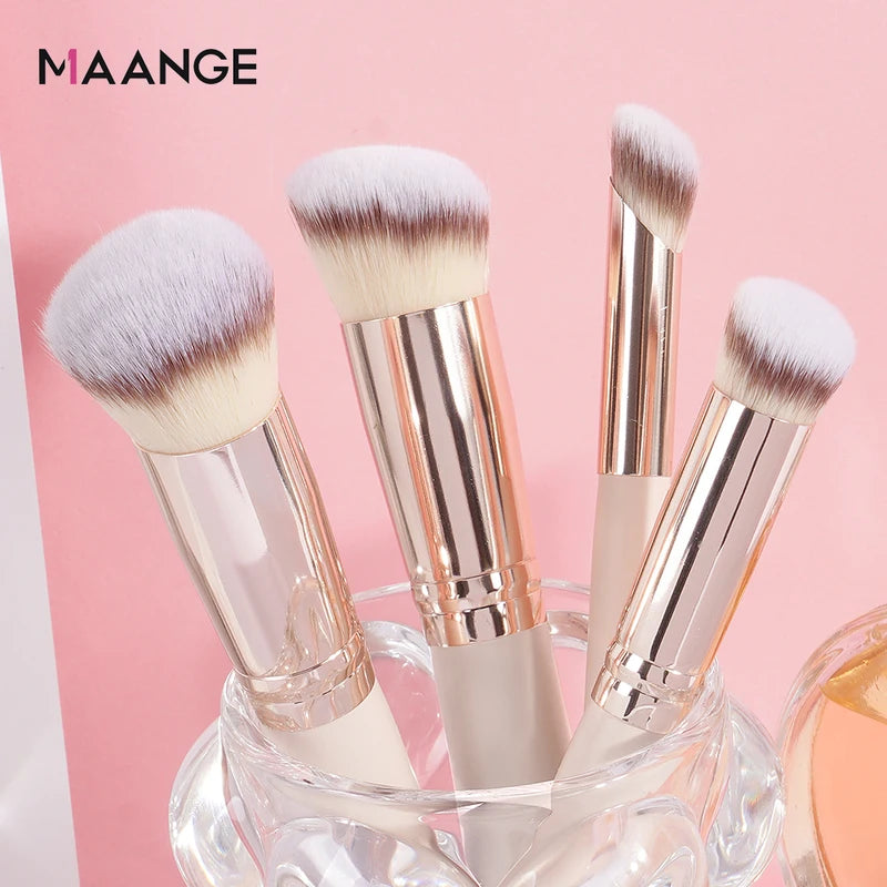 4-Piece Makeup Brush Set for Foundation & Concealer – Soft Synthetic Bristles