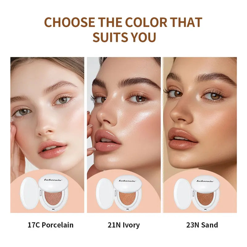 Hydrating Dewy Glow Cushion Foundation with Long-Lasting Moisturizer, Natural Light Coverage, Portable Face Makeup