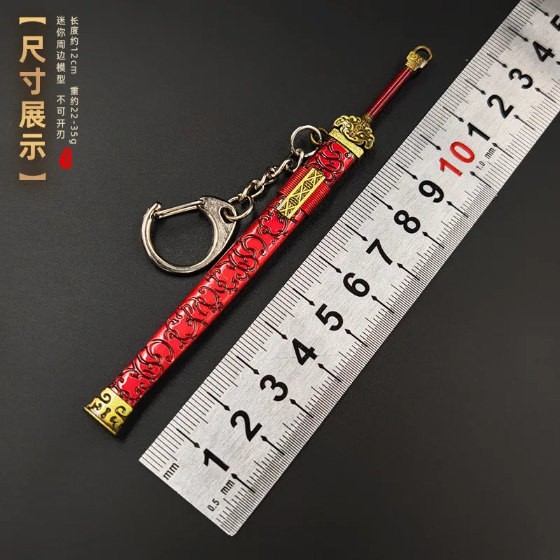 Mini Ancient Sword Metal Keychain Retro Chinese Cold Weapon Pendant Collectible
