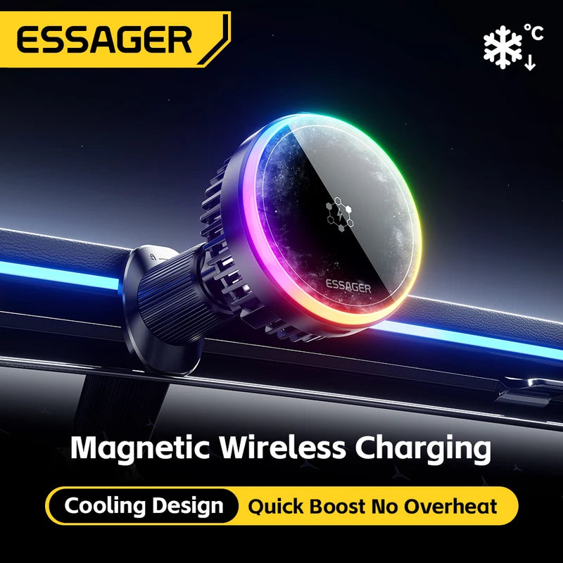 15W Wireless Car Charger Magnetic Mount for iPhone Fast Charging Station