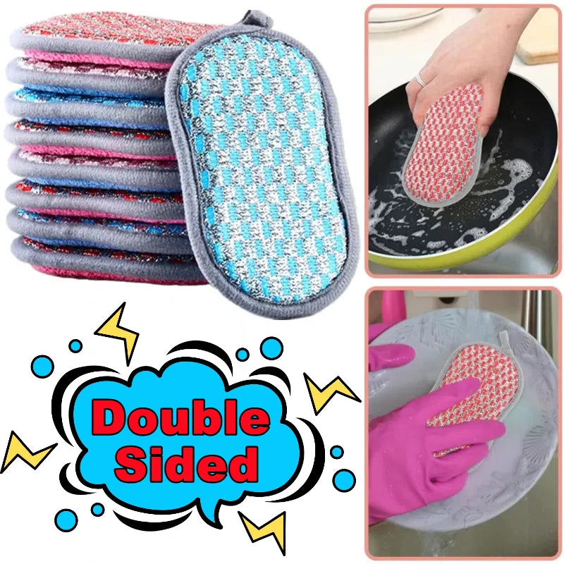 Multi-Purpose Double-Sided Dishwashing Sponge Set - Microfiber Scrubbing and Cleaning Sponges for Kitchen
