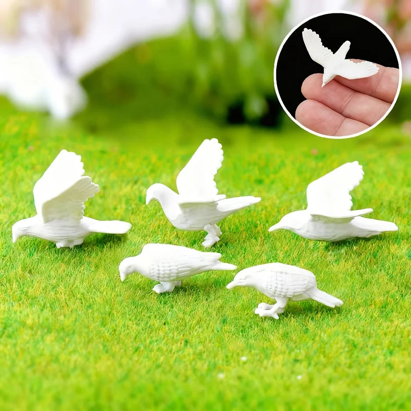 6pcs Miniature Bird Model Set for Scene Decoration and Crafting - Simulation Pigeon Animal Accessories