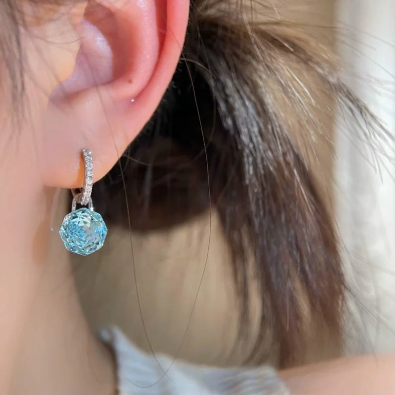 Women’s Shiny Blue Crystal Ball Ear Cuffs - Fashion Jewelry Accessory