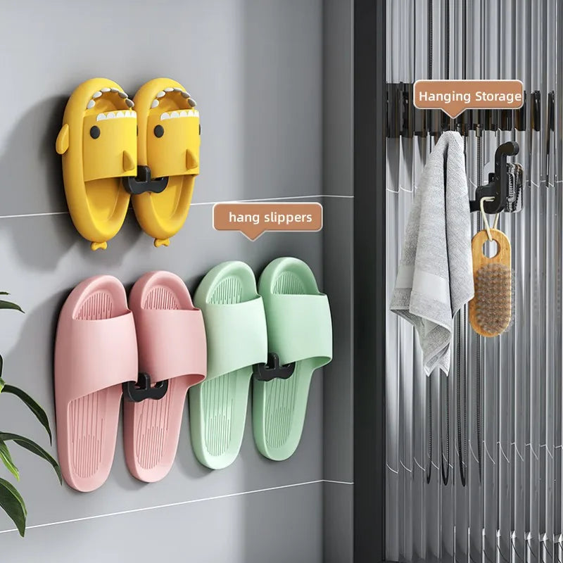 Wall-Mounted Slipper Rack 2/6 Pack Plastic Bathroom Shoe Organizer Storage