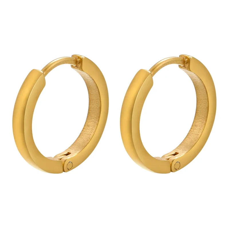 Small Hoop Earrings for Women - Geometric Triangle & Rectangle Design, Stainless Steel, Gold Color