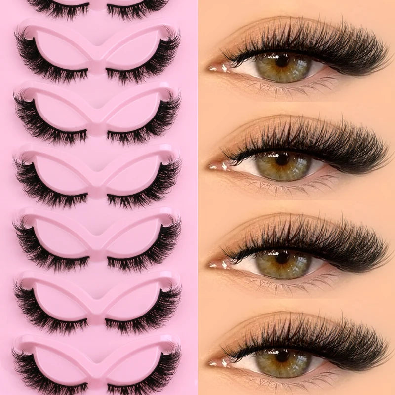False Eyelashes Cat Eye Fluffy Natural Look Winged Effect Cruelty-Free Faux Mink