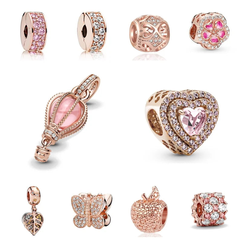 Adjustable Heart & Butterfly Bead Bracelet DIY Jewelry for Women