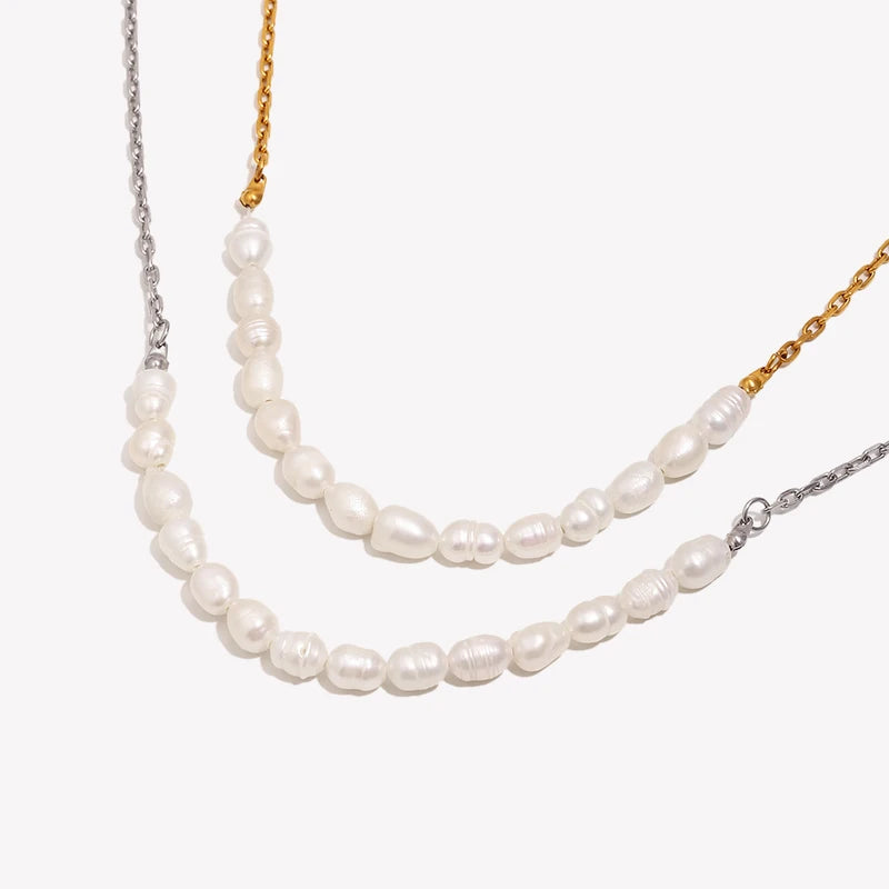 Elegant Pearl Choker Necklace with 18K Gold Plating for Women