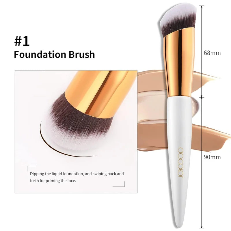 Angled Foundation & Concealer Makeup Brush Set - Vegan Synthetic Bristles