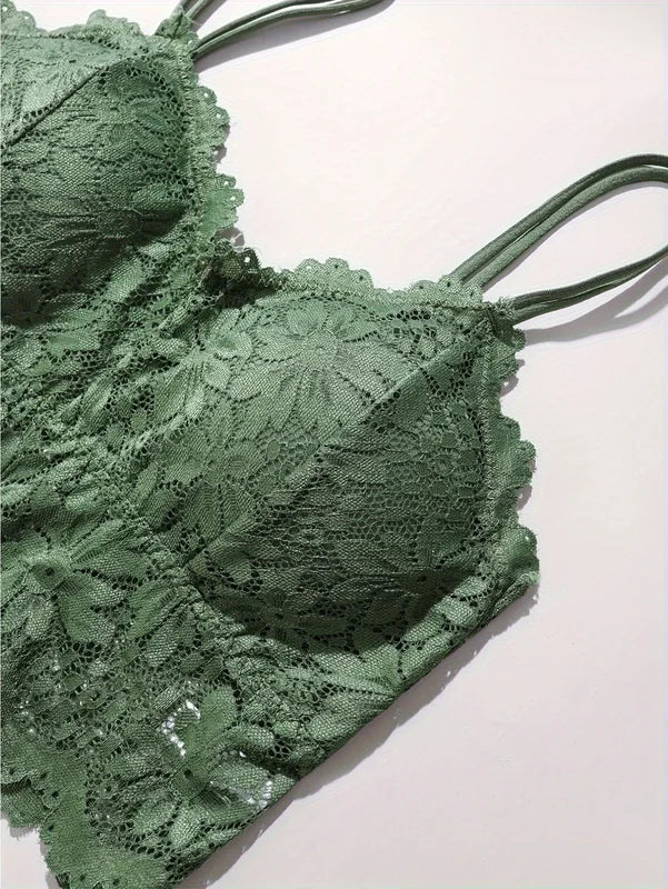 Women’s Lace Bra & Panty Set - Breathable, Comfortable, Removable Support