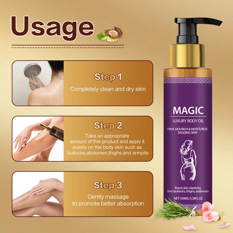 Body Oil for Tightening & Brightening - Nourishing, Firming, Anti-Cellulite Massage Oil