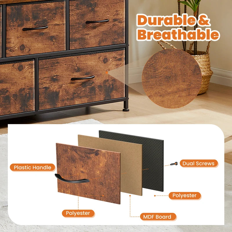 Multifunctional Shoe Cabinet with 5 Fabric Drawers and Space-Saving Design