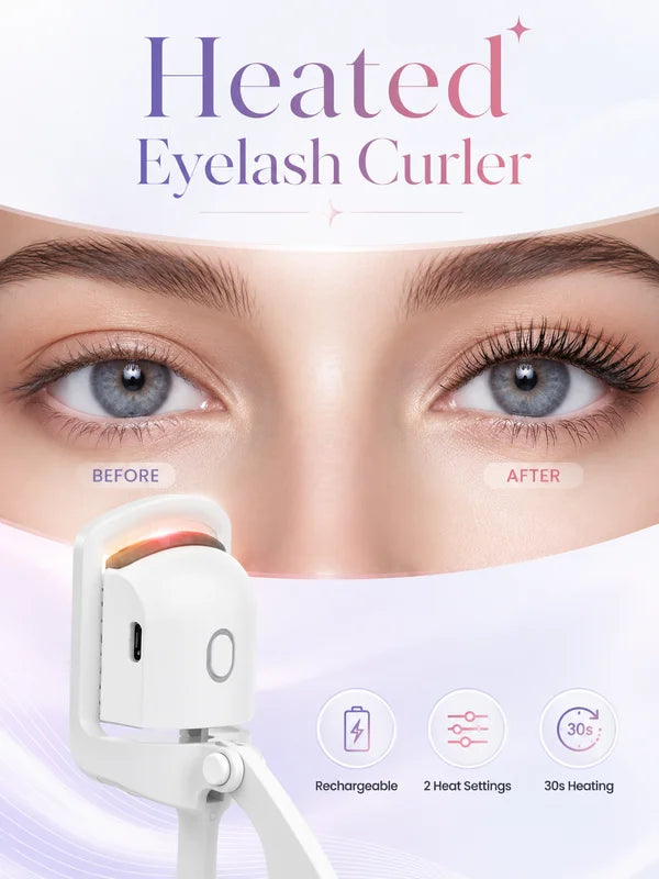 Electric Heated Eyelash Curler Rechargeable Portable Makeup Tool Dual Temperature