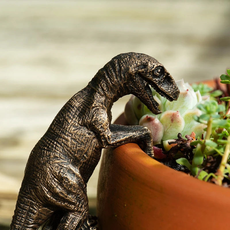 Resin Dinosaur Garden Ornament for Flower Pots and Vases - Halloween Animal Decor