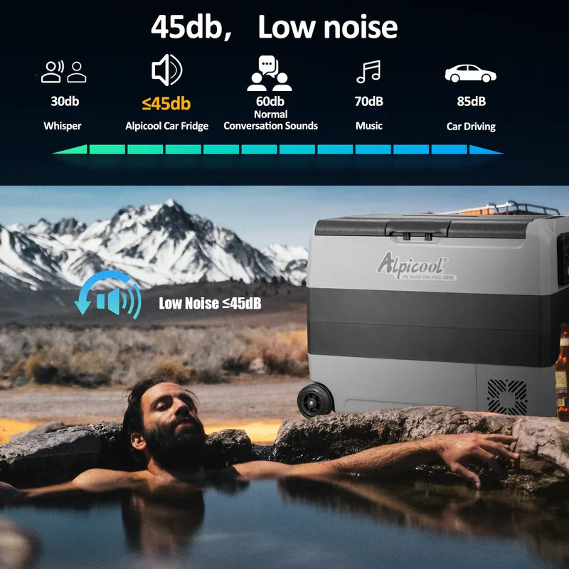 Portable 63 Quart Dual Zone Car Refrigerator Freezer - 12V RV Truck Boat