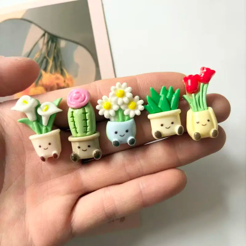 Mini Cactus Fridge Magnets 10-Pack - Cute Potted Plant Refrigerator Decor