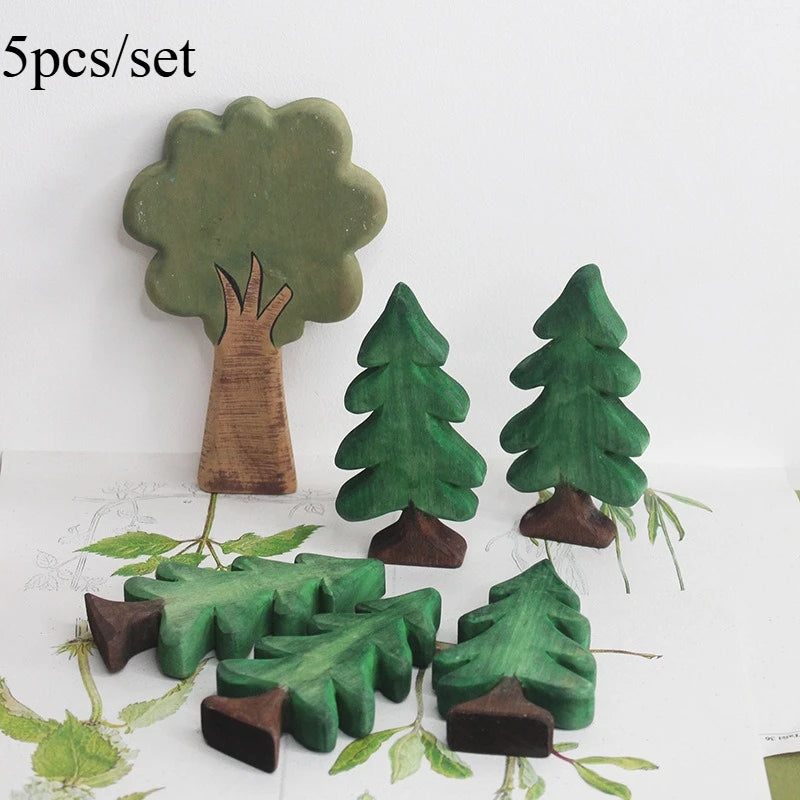 Wooden Christmas Tree Decor Mini Pine Ornaments for Home & Office - 1/5pcs