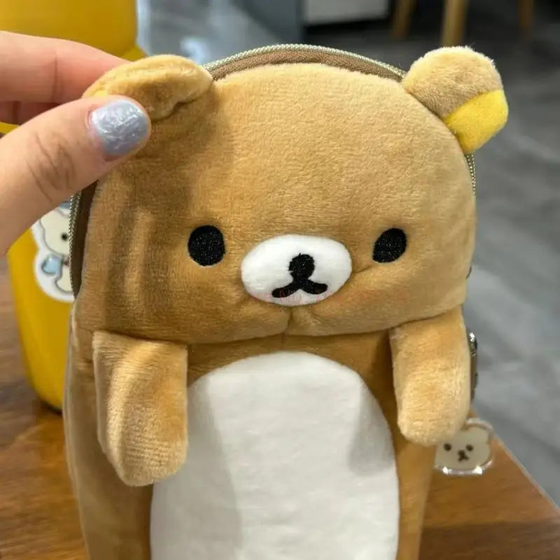 Cute Rilakkuma Plush Pencil Case Storage Bag for Kids - Cartoon School Stationery