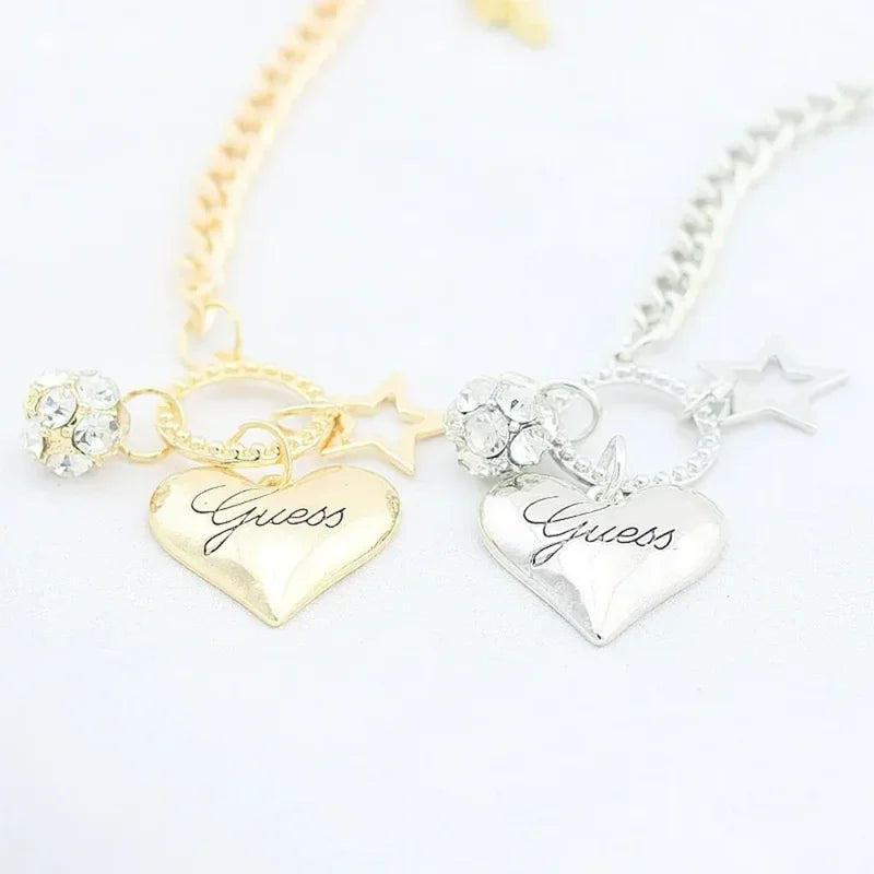 Love Heart Charm Bracelets for Women Gold Silver Jewelry Gift