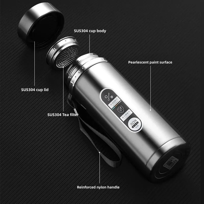 Stainless Steel Thermos Bottle with LED Temperature Display 500ML-1L Portable Vacuum Flask