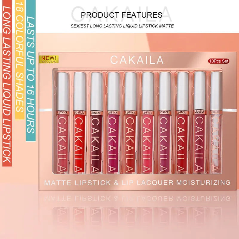10Pcs Lipstick Set - Matte Velvet Lip Gloss Waterproof Long Lasting Lip Makeup