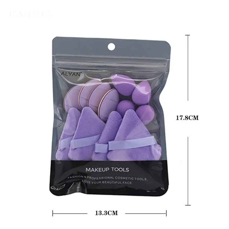 12PCS Multicolor Makeup Puff Set - Soft Reusable Foundation Sponges for Powder & Loose Powder