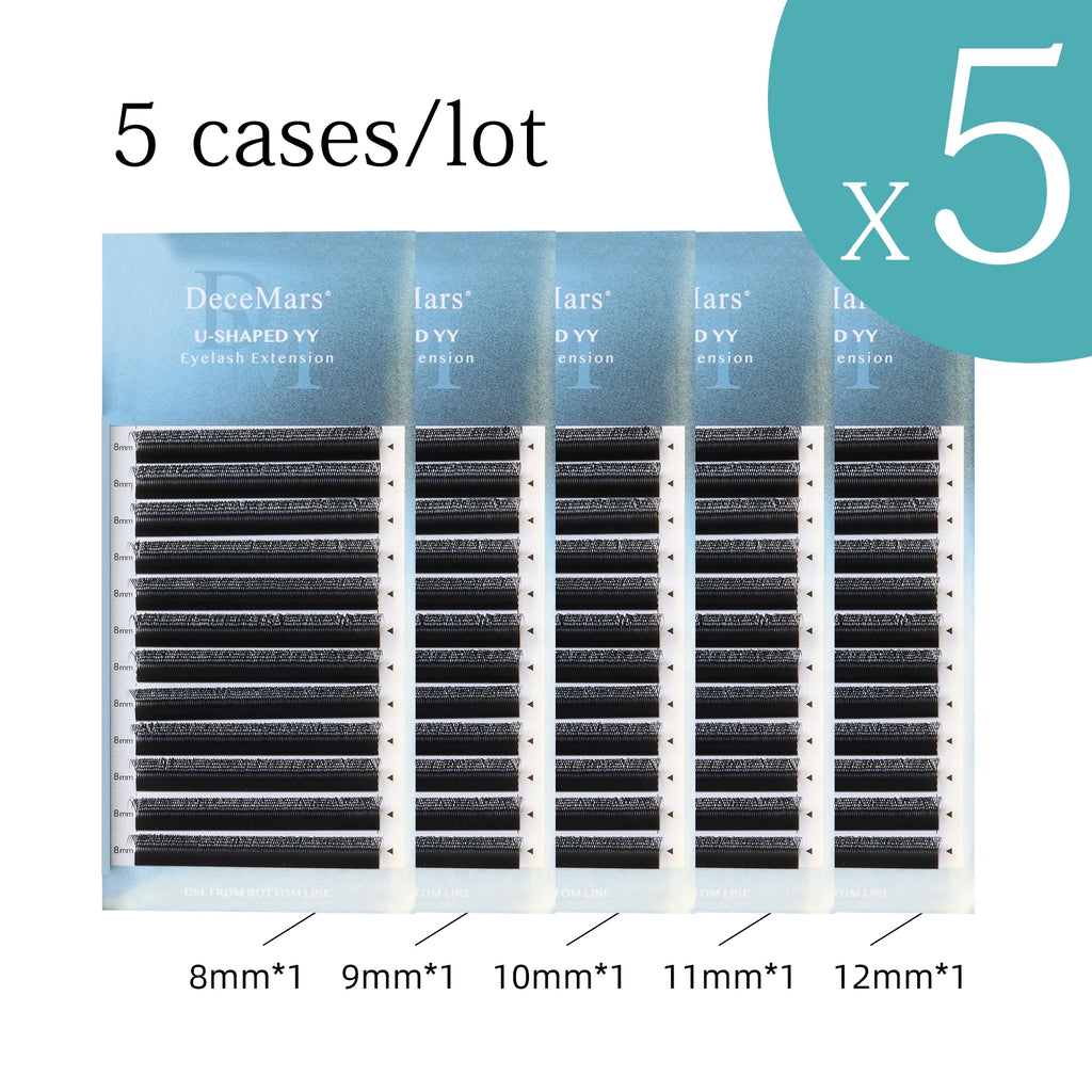 Eyelash Extensions 5pcs Set 0.05mm U-Shaped Flared Lashes for Salon & Personal Use