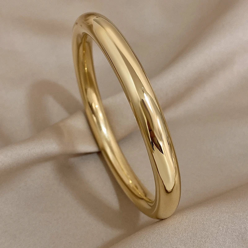 Solid Color Stainless Steel Cuff Bracelet for Women - Waterproof Jewelry Gift