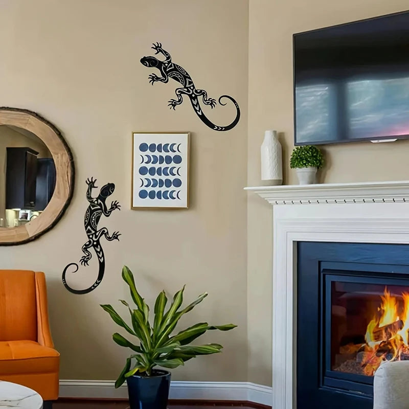 Iron Gecko Wall Decor - Garden & Home Wall Art for Indoor and Outdoor Spaces