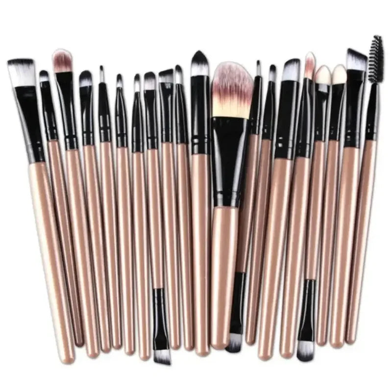 20pcs Eye Makeup Brush Set with Eyeliner Brush - Neutral Handle Colors