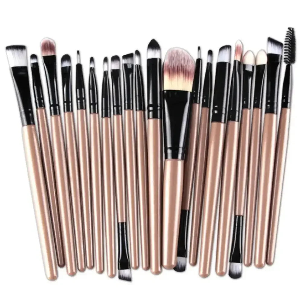 20pcs Eye Makeup Brush Set with Eyeliner Brush - Neutral Handle Colors