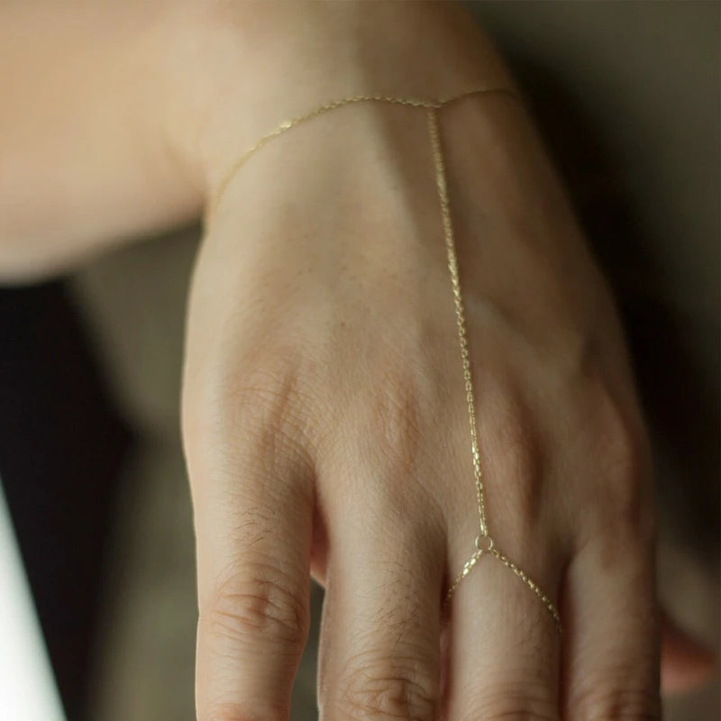 Minimalist Stainless Steel Multi-Layer Finger Ring Bracelet for Women Jewelry