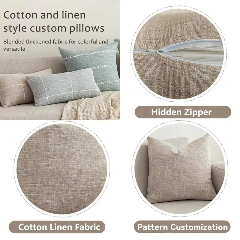 Linen Cushion Cover Double-Sided Printing Sofa Pillowcase Home Decor