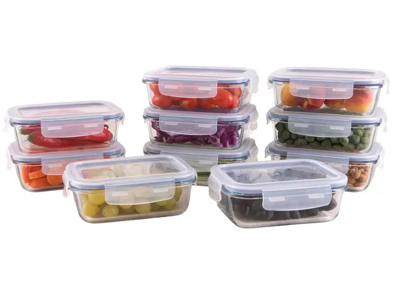 Glass Jar Set with Lock & Stock Lids - 640ml, 10 Pieces, Food Storage