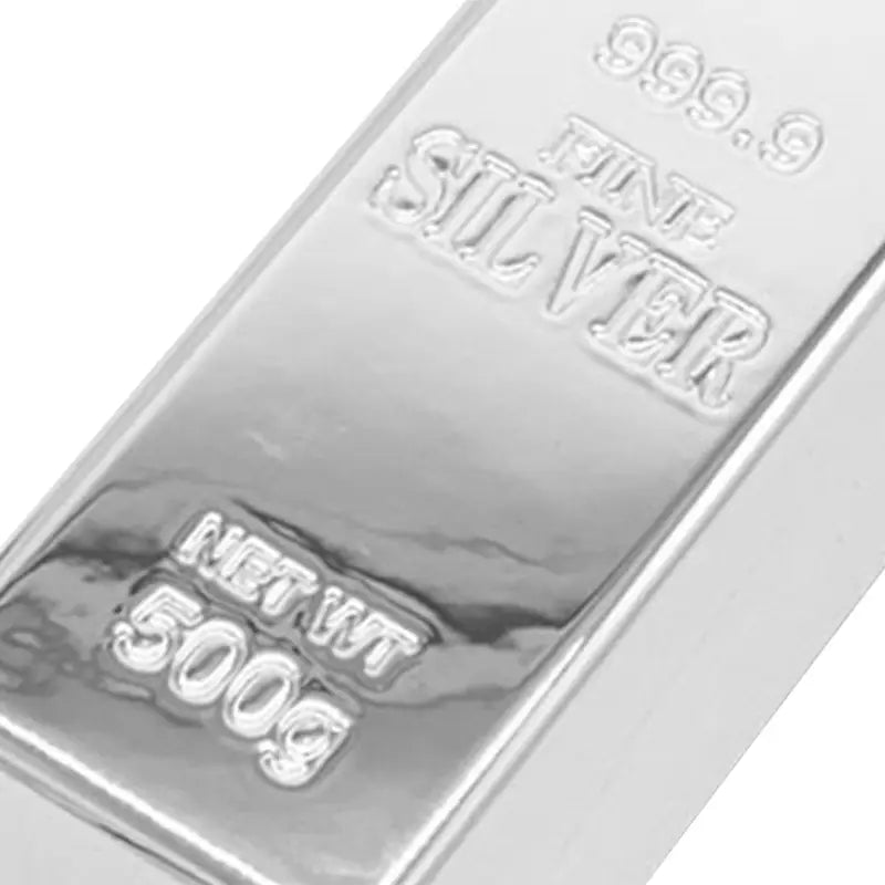 Fake Silver Bullion Brick Decor - Simulated Silver Gift for Parties & Home