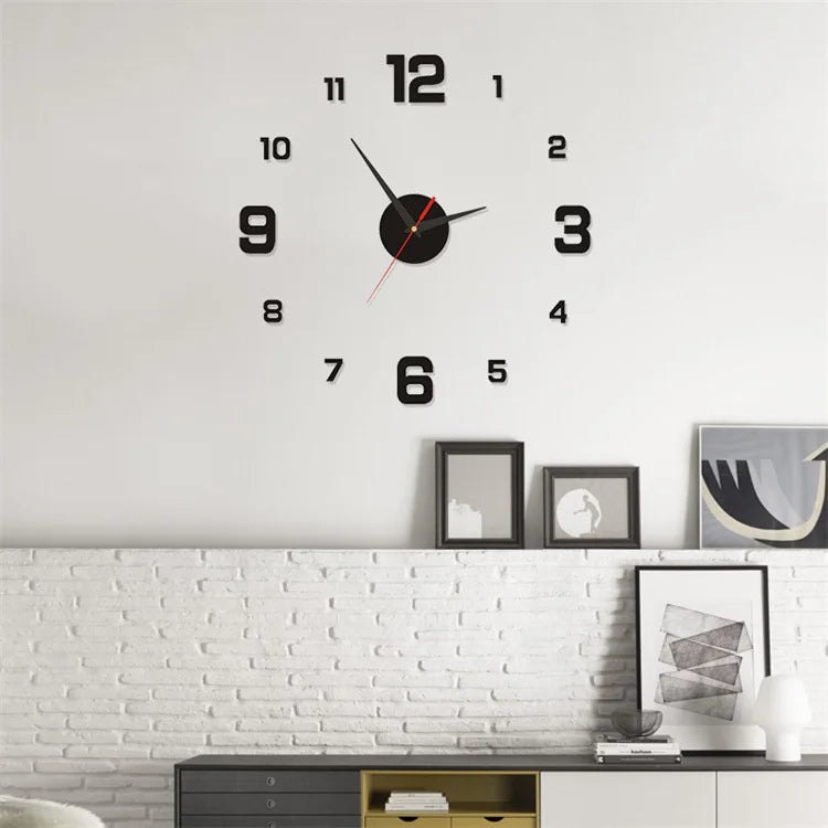 DIY Frameless Digital Wall Clock - Silent Vintage Style for Living Room & Office
