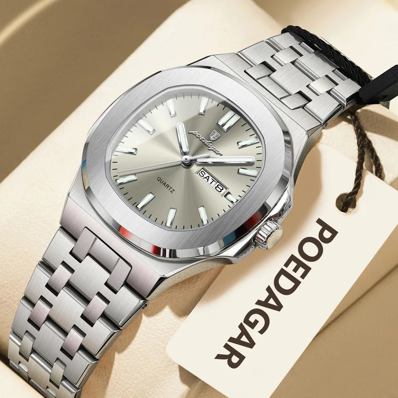 Square Women's Waterproof Luminous Quartz Watch with Date - Stainless Steel, Fashion Gift