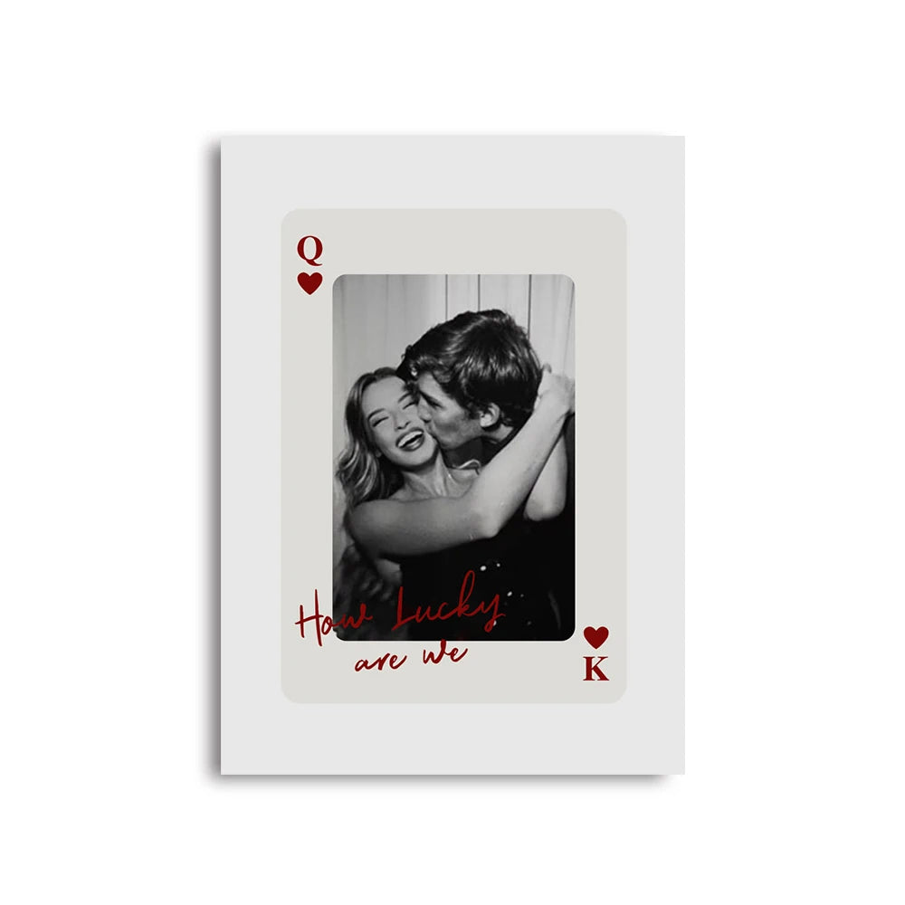 Customized Couple Canvas Wall Art - Lucky Number Photo Poster for Home Decor
