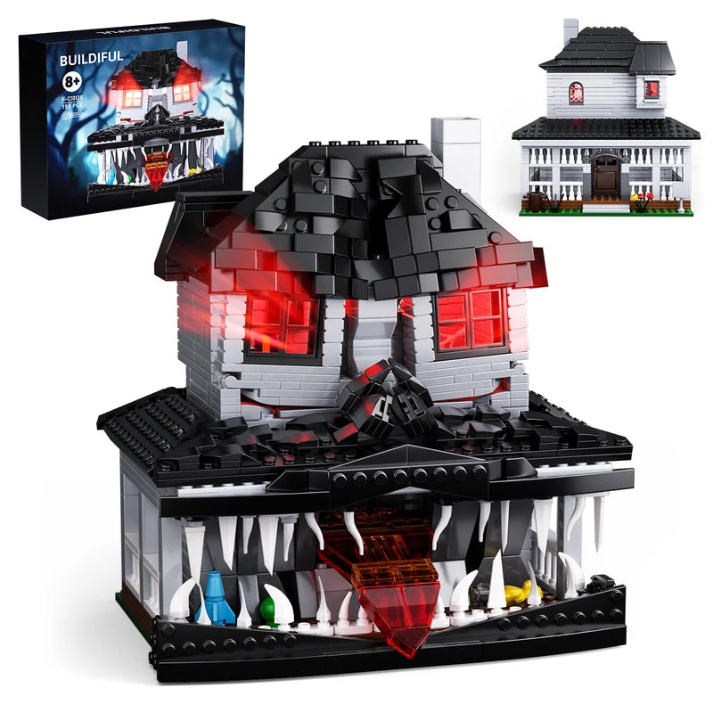 Halloween Haunted House Building Kit with LED Lights - Kids Educational Toy, 750 Pieces